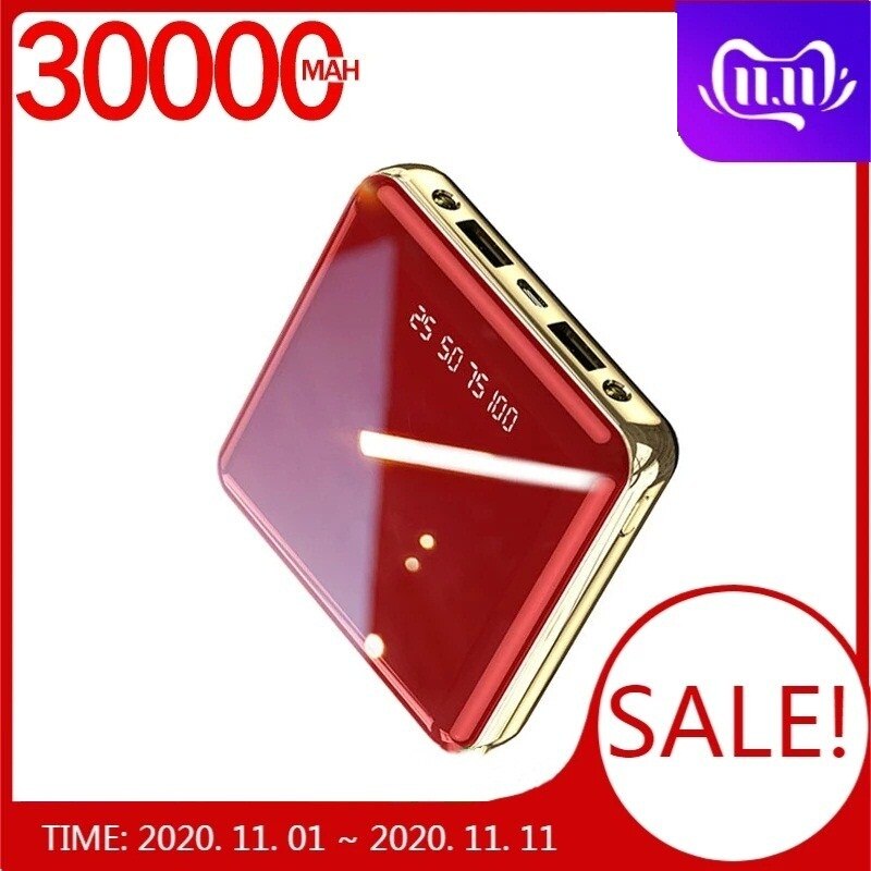 Mini alimentatore Mobile 30000mAh alimentatore Mobile di grande capacità batteria esterna TypeC 2USB Smartphone a ricarica rapida