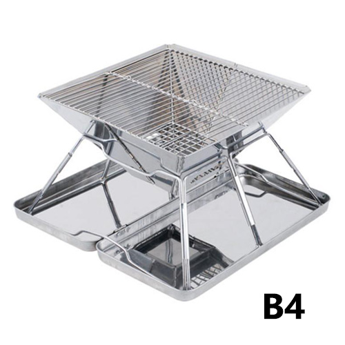 Square Wood Stove Outdoor Grill Mini Charcoal Stove Folding Grill Outdoor Camping Folding Barbecue Equipment Cooking Supplies: 03