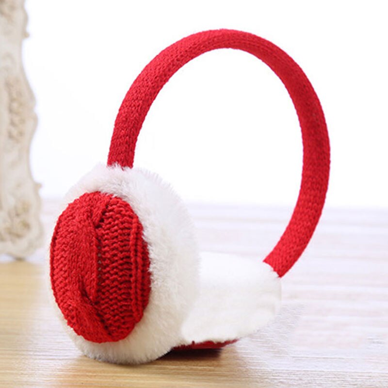 Las mujeres Otoño Invierno felpa de punto orejeras oído calentador de la mano del oído tapa Unisex cómodas orejeras cubierta: Rojo