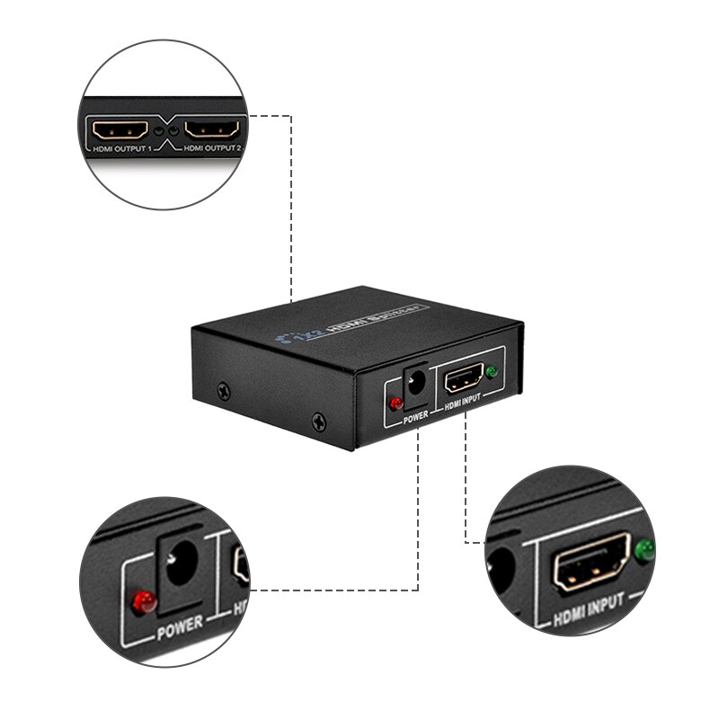 HD 1080P Splitter Video HDMI-kompatibel Umschalter 1x2 Splitter Kasten Adapter Für DVD Projektor DLP LCD Xbox HDTV