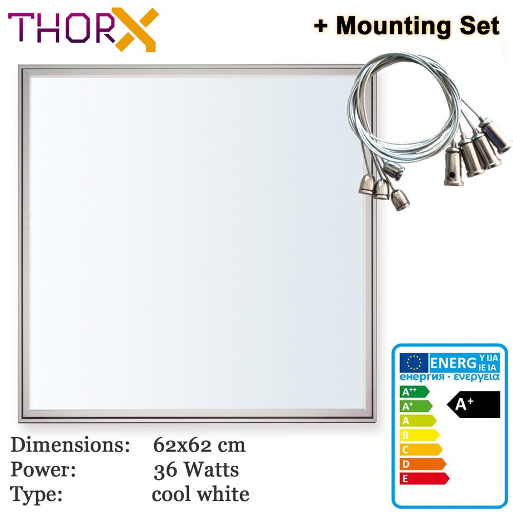 ThorX 62x62 cm Ultraslim LED Panel - 36 W, 3000 Lm with led driver 100-240V, cool/warm/neutral Japan Korea fast: Cold 62x62 and Set / 36W Dimmable