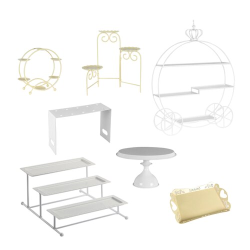 Babyshower verjaardagsfeest dessert servies taartstandaards cupcake taarten display houder borden fondant eten metalen dienblad servies