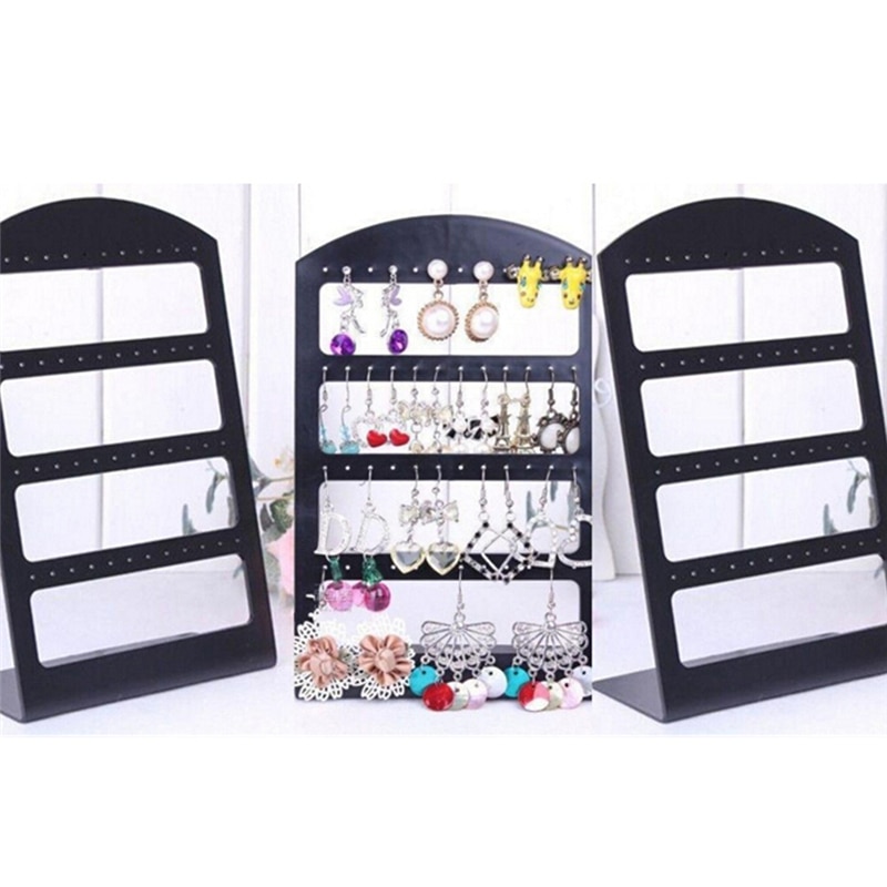 Draagbare 24 Gaten Plastic Display Stand Sieraden Organizer Box Verpakking & Display Oorbellen Oorstekers Black Rack Holder