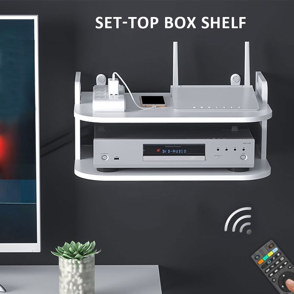 Tillbehör dvd-spelare hem enkelt installera tjock modern förvaring tv-box hylla dubbellager väggfäste routerfäste stativställ
