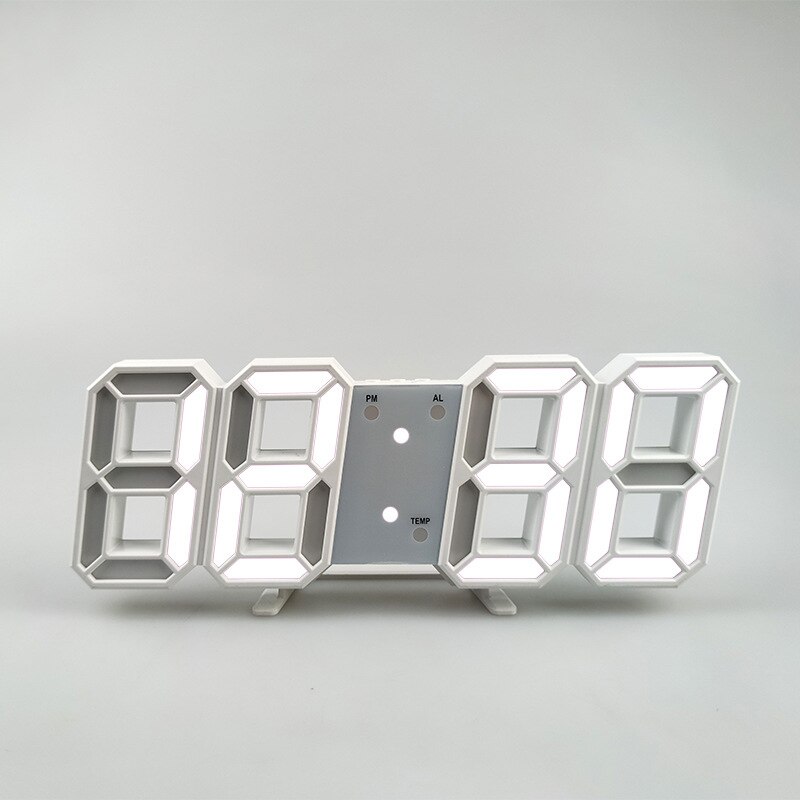 LED Digital Alarm Clock With Charging Modern 3D Large Wall Clock Electronic Luminous Table Clocks Wake Up Home Decoration: white light 2