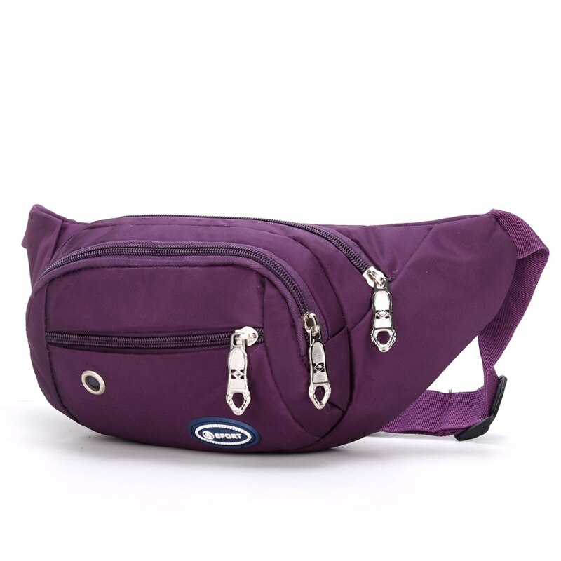 Marsupio da donna con foro per auricolare marsupio Oxford verde Neon fianchi da donna marsupi borse a Banana borse da viaggio Unisex rosa caldo: Viola