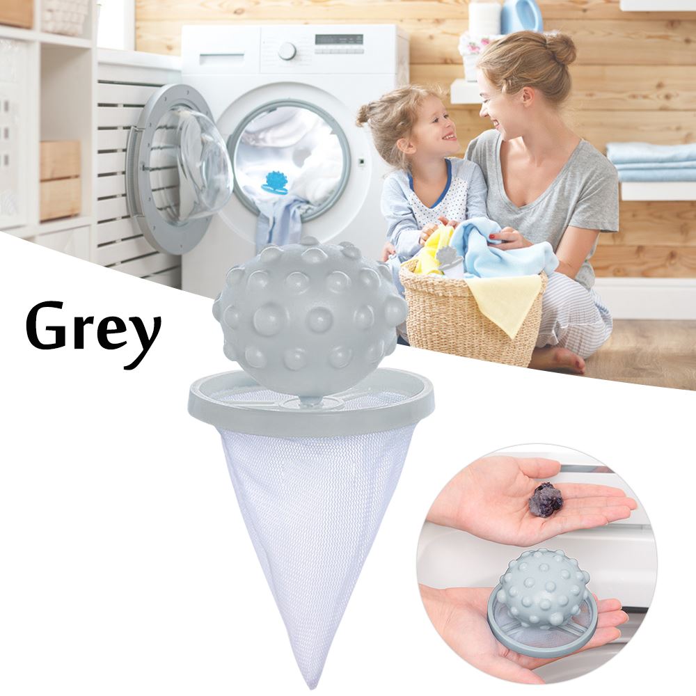 Ball-Type Lint Mesh Filter Bag Hair Remover Pouch Cleaning Balls Bag Laundry Hair Catcher Floating Washing Machine Hair Filter: Gray