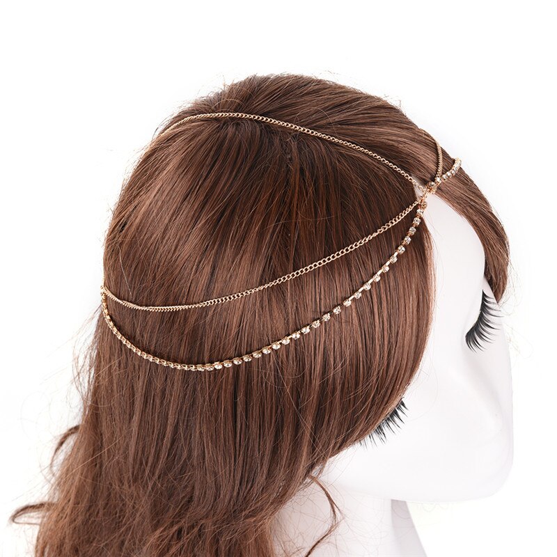 Haarband Retro Onregelmatige Haarband Persoonlijkheid Metalen Multilayer Hoofdband Hoofd Ketting Hairwear Voor Vrouwen