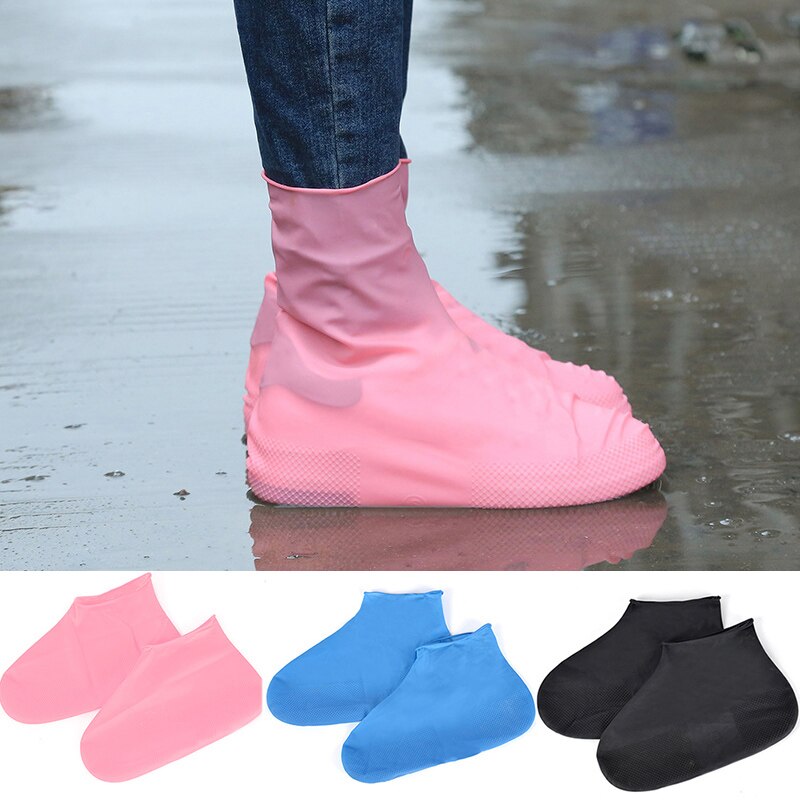 1 Pair Reusable Silicone Shoe Cover Waterproof Rain Shoes Covers Outdoor Camping Slip-resistant Rubber Rain Boot Overshoes