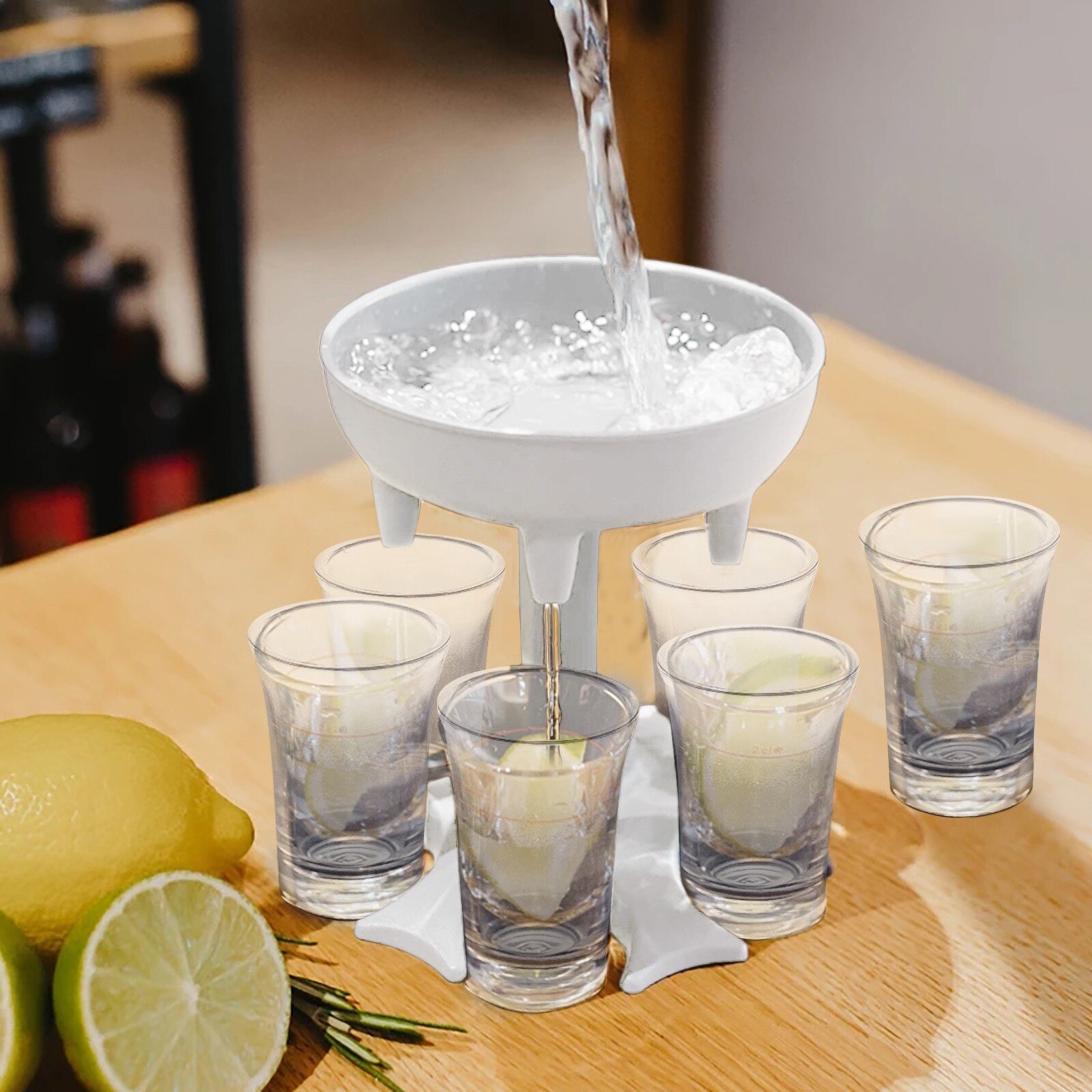 6 Borrelglas Dispenser En Houder-Dispenser Voor Vullen Vloeistoffen, Schoten Doseer Liquor Dispenser Party Games Drinken Gereedschap: White