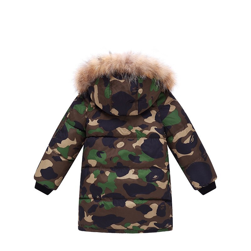 Kids Sneeuw Overalls Winter Snowsuit Lange Mouwen Met Grote Bont Hoodies Print Lange Stijl Kids Sneeuw Jassen Peuter Jongen kleding