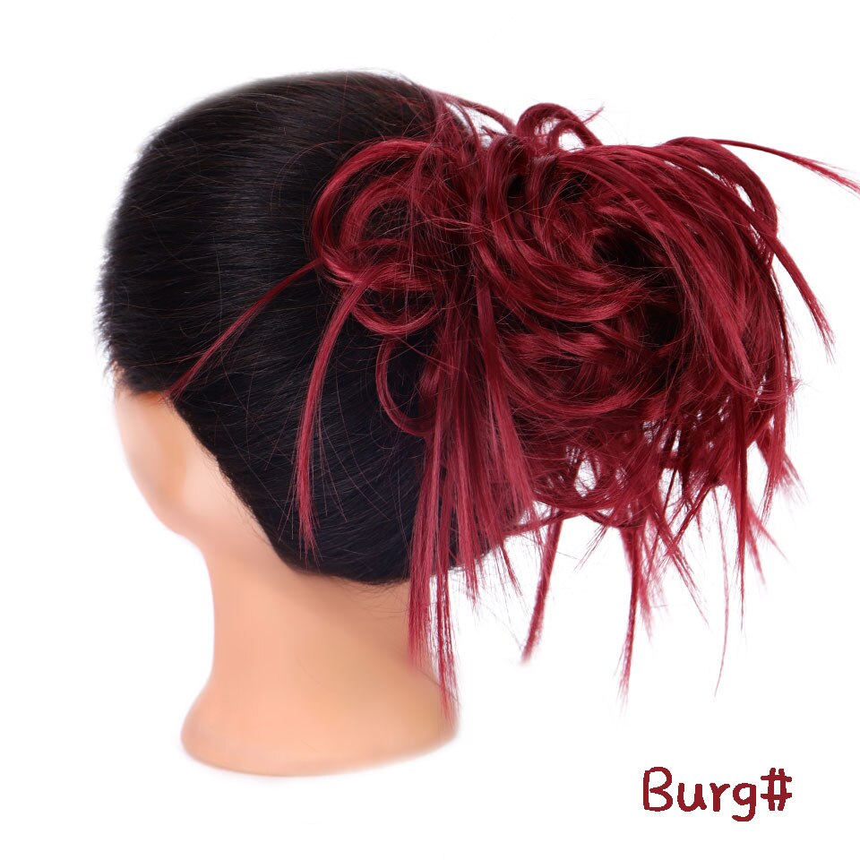 Shangke Synthetische Rommelig Chignons Messy Bun Paardenstaarten Weerstand Chouchou Wrap Haar Touw Rubber Band Hair Extensions Voor Vrouwen: Q17-Burg