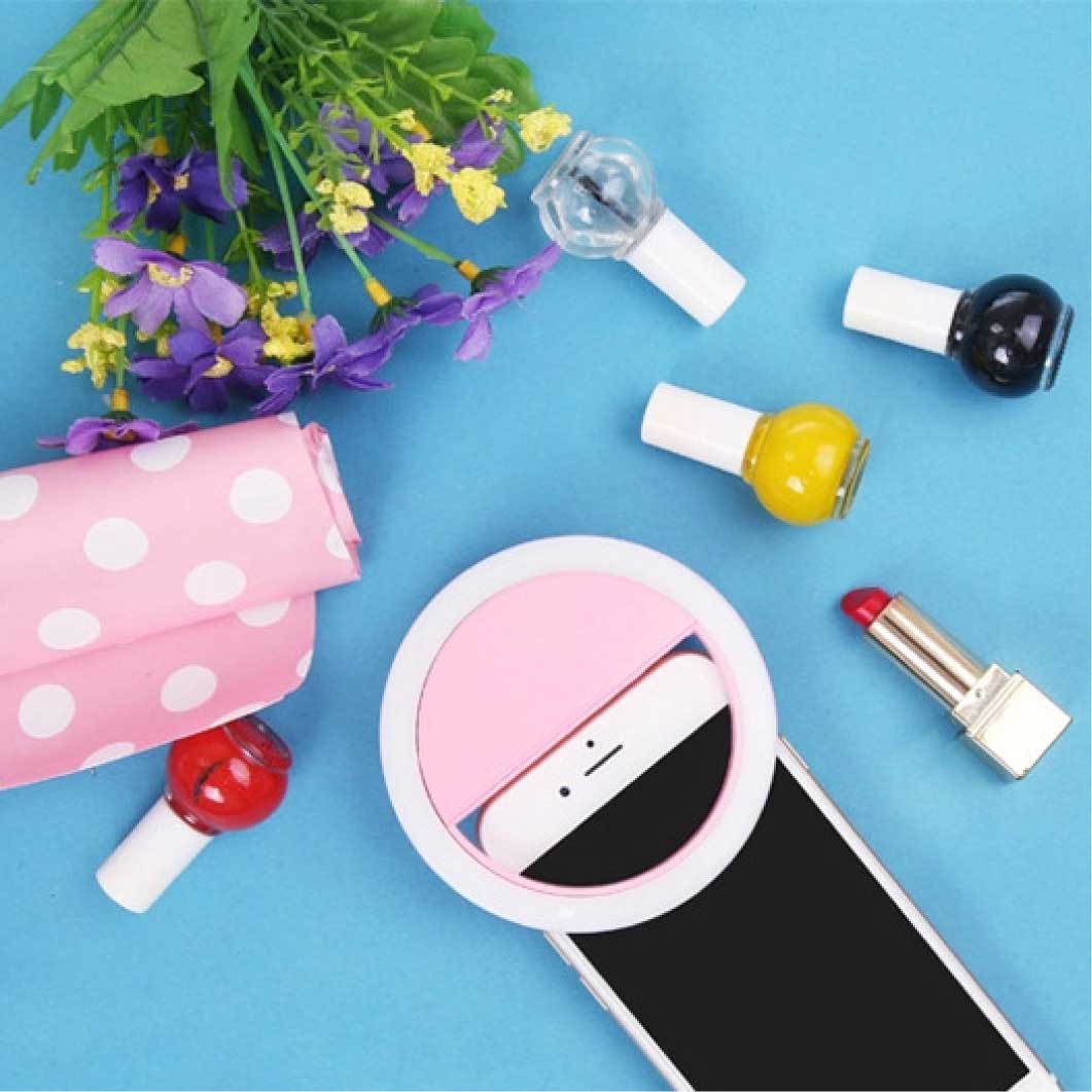 Aro De Luz Selfie Anillo De Luz Led Portátil Para Móvil USB 3 Intensidades color rosa azul negro y blanco