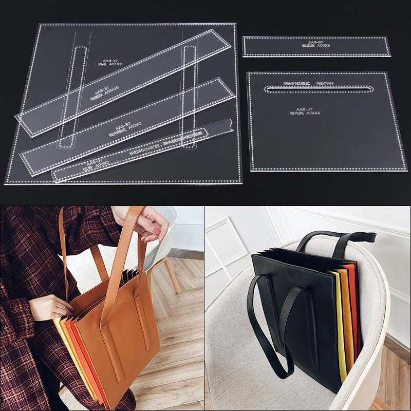 Gør-det-selv håndlavet læder holdbart akrylform orgelpakke mulepose håndtaske skabelon 30 x 33 x 3cm