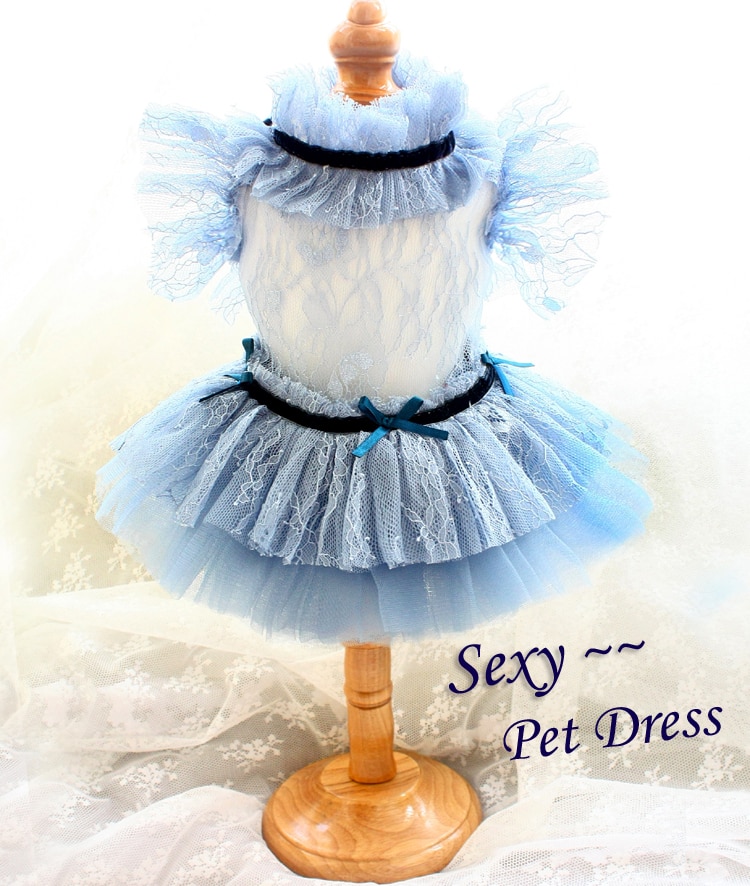 Robes princesse haze bleu en fil de soie | Vêtements tutu, fait à la main, plus hauts et sexy, pour chats et animaux,