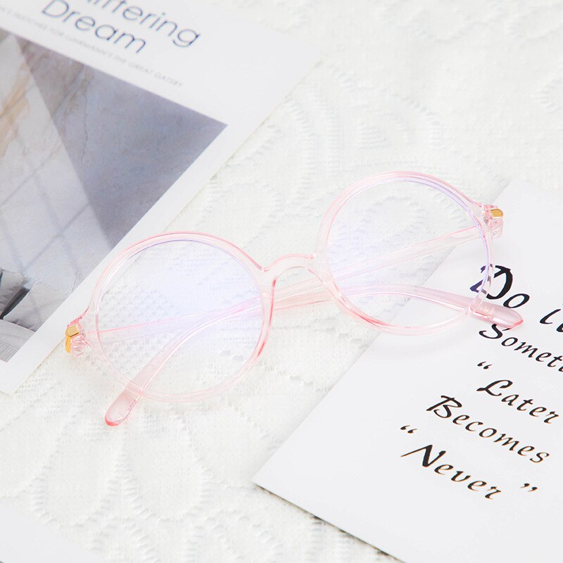 Ultralight Blue Film Glasses Anti Blue Light Glasses Round Optics Glasses Men Women Blue Blocking Computer Goggles Spectacle: Pink
