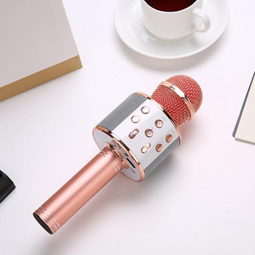 Wireless Bluetooth Karaoke KTV Music Singing Microphone Speaker Home Party Mic Караоке For Music Playing Singing Speaker Player: Rose Gold