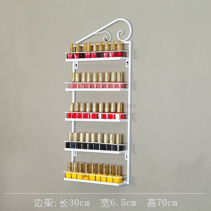 Multi-Lagen Opslag Muur Manicure Cosmetica Display Stand Moderne Metalen Nagellak Organizer Opslag Rack Plank Voor Muur: white right side