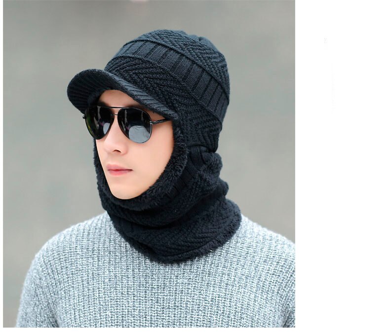 Polyester Ademend Stretch SKHAOVS Bivakmuts Met 2 Gaten - Warme Gebreide Balaclava Voor Skiën, Motorrijden & Outdoor | Eenheidsmaat, Zwart Bivakmuts Gebreid