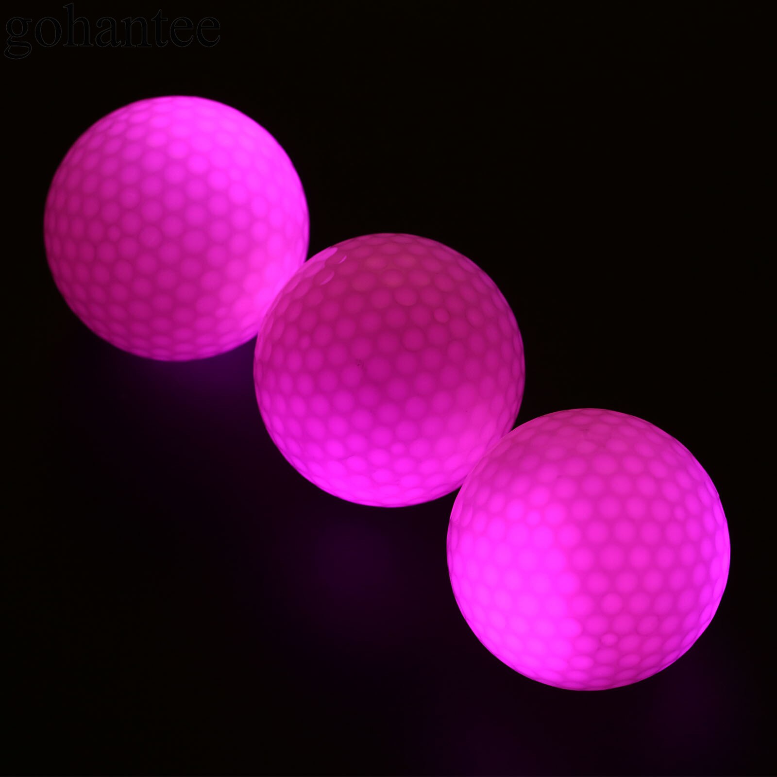 Gohantee-12 pelotas de Golf LED con caja, pelota de práctica de Golf de entrenamiento nocturno, 42,6mm (1,67 &quot;) de diámetro Bolas de Golf Surlyn, 6 colores, bolas de: Pink