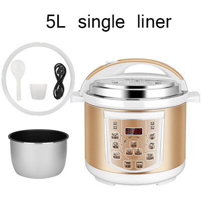 DMWD 220V 5L Home Electric Pressure Cooker Rice Cooker Stew Pot 8 Menu Soup Porridge Paste Cake Maker Kitchen Appliances: Yellow