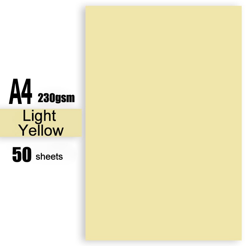 230gsm 50 Sheets Kids Paperboard Multicolor Specialty Paper Handmade Cardstock Craft Paper: Light Yellow