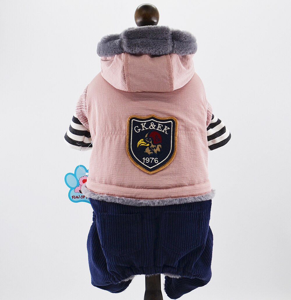 Jongen Hond Kat Jasje met Uil Badge Kat Puppy Fleece Jumpsuit Hoodie Winter Warm Apperal