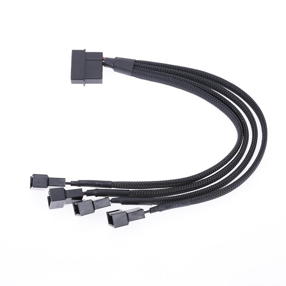 12V 27cm 4pin IDE Molex to 4-Port 3Pin/4Pin Cooler Cooling Fan Splitter Power Cable for Computer Fan Cable Splitter Power Cable