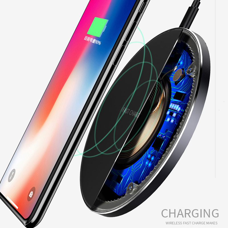 Qi Wireless Charger Pad 10W Fast Charging for Samsung S20 S10 Note 10 iPhone 11 Pro Xs Max X 8 Plus Metal Wireless Quick Charge