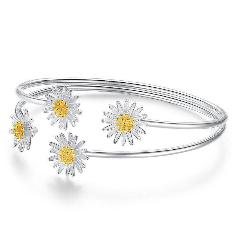 925 Sterling Zilver Daisy Flower Charm Armband & Bangle Voor Vrouwen Wedding Party Sieraden Браслет