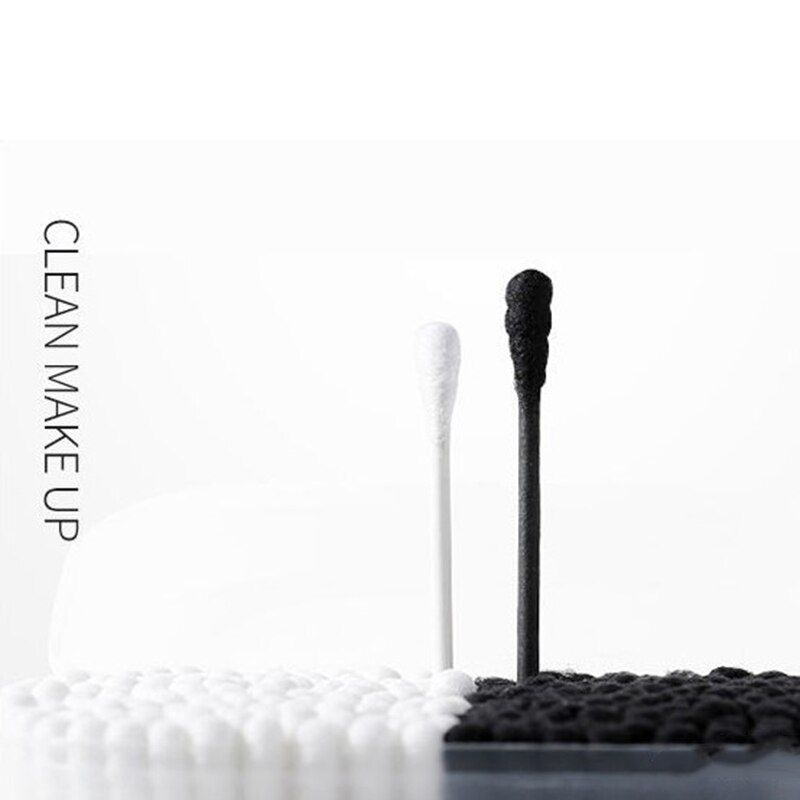 200 pièces Double tête coton-tige voyage avec boîte maquillage jetable