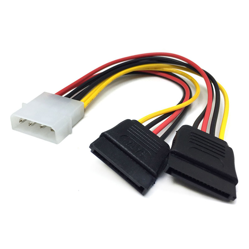 Cable de extensión de fuente de alimentación HDD de 4 pines IDE Molex a Dual SATA de 15 pines ATA SATA Y divisor conector de Cable adaptador de disco duro Dual