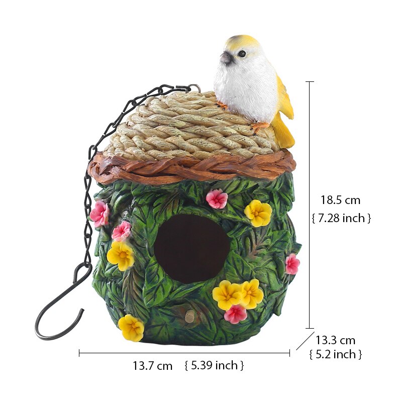 Pastoral Style Bird House Resin Crafts Outdoor Bird House Winter Warm Bird Nest Hanging Nest Garden Decoration: SZNC01