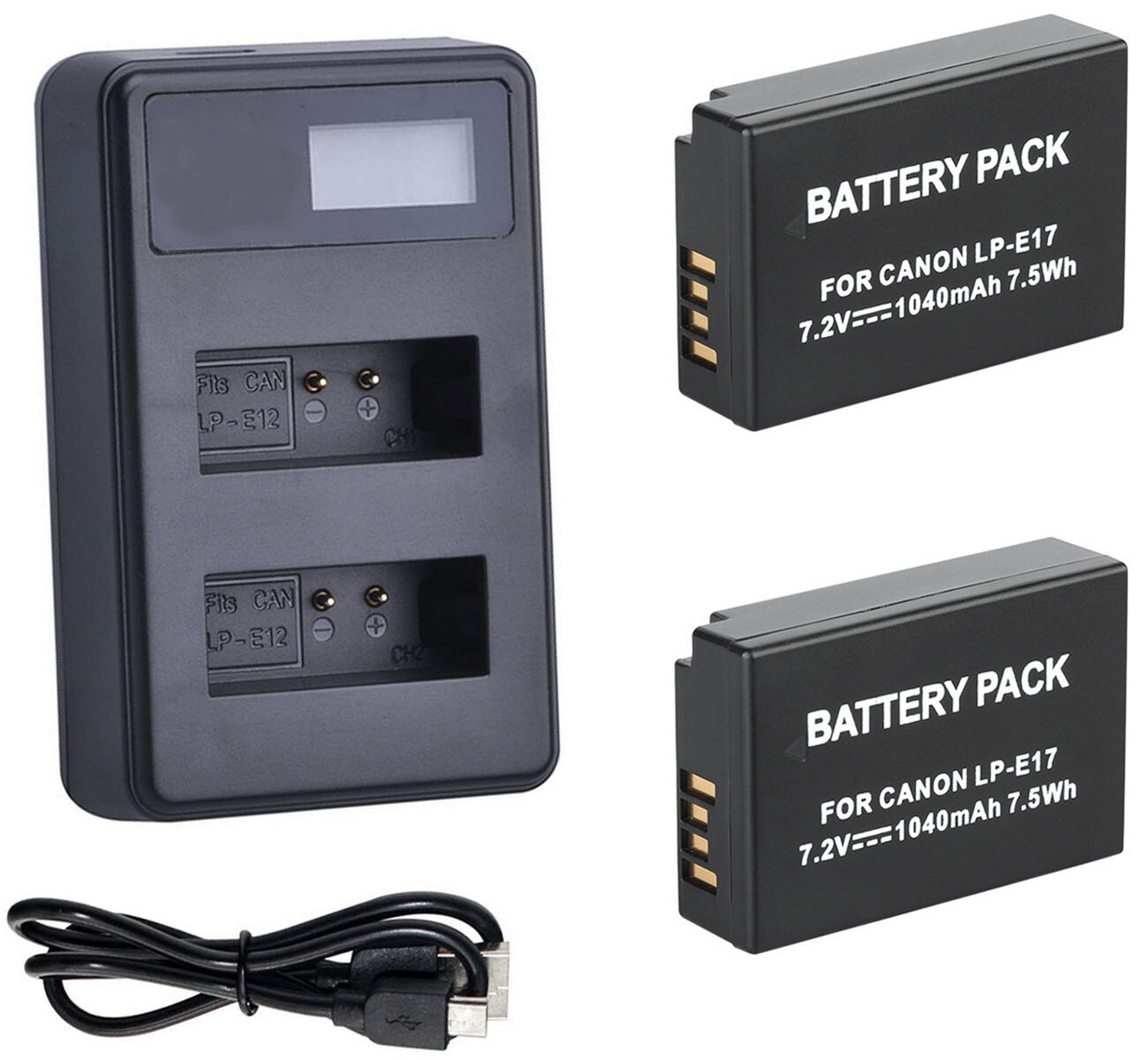 Batterie (paquet de 2) + chargeur pour Canon EOS 77D, 200D, 250D, 750D, 760D, 800D, 8000D, 9000D, EOS rebelle T6i, T7i appareil photo reflex numérique: 2xB and Dual Charger