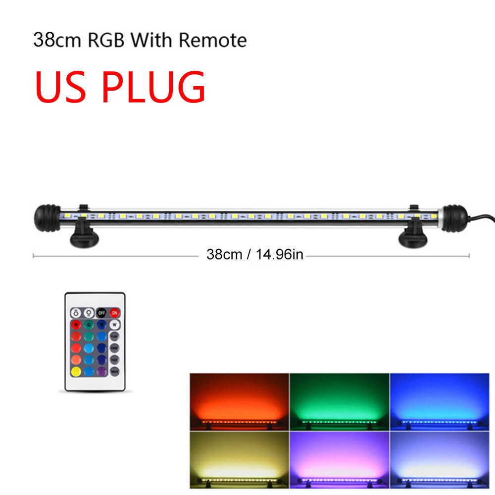 Led akvarie belysningslampe fjernbetjening til plantet akvarium marine led lys akvarium rgb akvarium led belysning bluetooth: 38cm us-stik