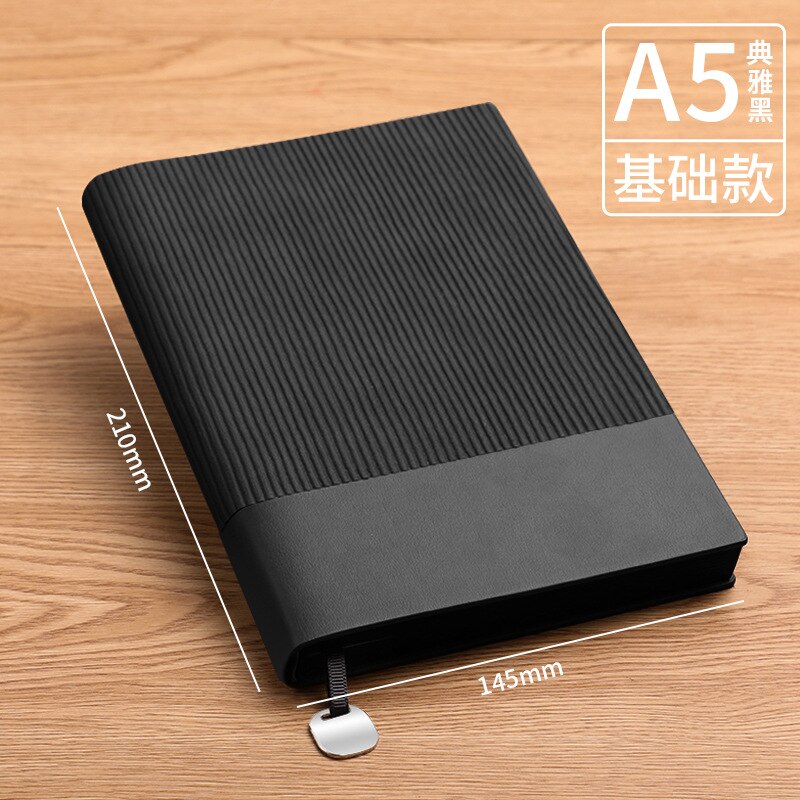 320 Pages Retro A5 Journal High-grade Soft Leather Stitching Notebook Set Stationery Planner Notepad Diary School Supplies: elegant black