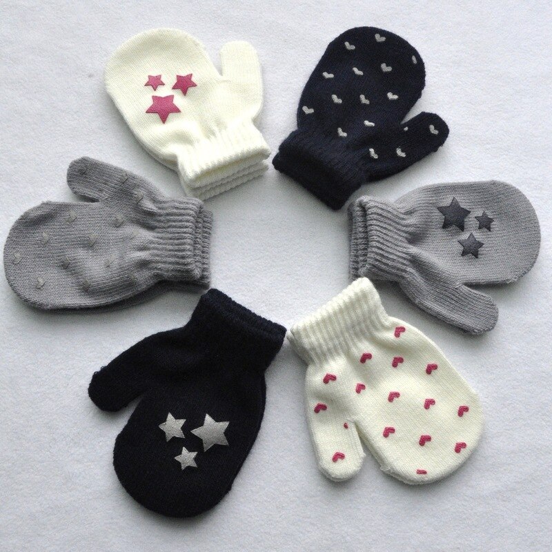 neue Winter Handschuhe Nette Verdicken Baby Infant Baby Nette Herz Stern Drucken Heißer Mädchen Jungen von Winter Warme Handschuhe