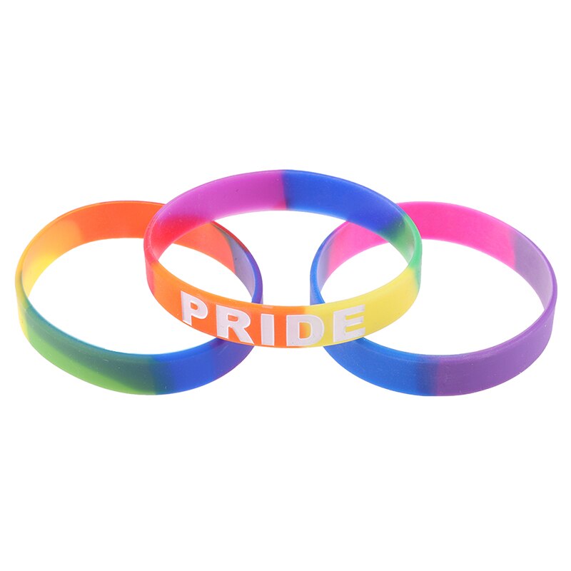 10 Soorten Silicone Rubber Polsbandje Armband Party Parade Unisex Lgbt Rainbow Letters Sport Polsband Gay Lesbische Trots