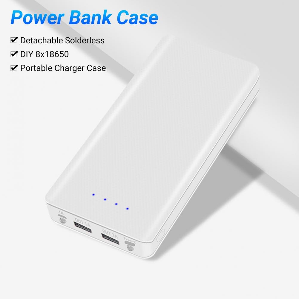 Dual Output Uitstekende 8X18650 Draagbare Oplader Case Ergonomische Draagbare Oplader Case Intelligente Chip Voor Mobiele Telefoon