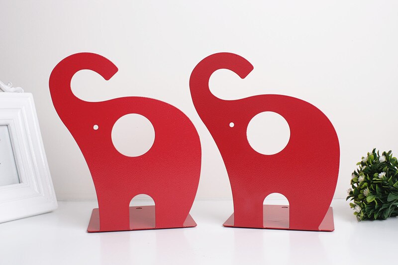 2 Pcs/Set Cute Giraffe and Elephant Book Stand Cartoon Metal Bookend Reading Book Holder Shelf: F