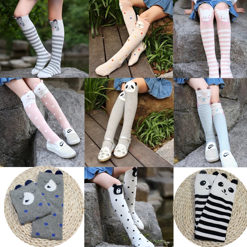 Chaussettes hautes en coton pour bébé filles chaussettes longues dessin animé mignon enfants chaussettes enfant en bas âge chaussettes de danse jambières pour les filles de 3-12 ans chausette bebe fille chaussette garc