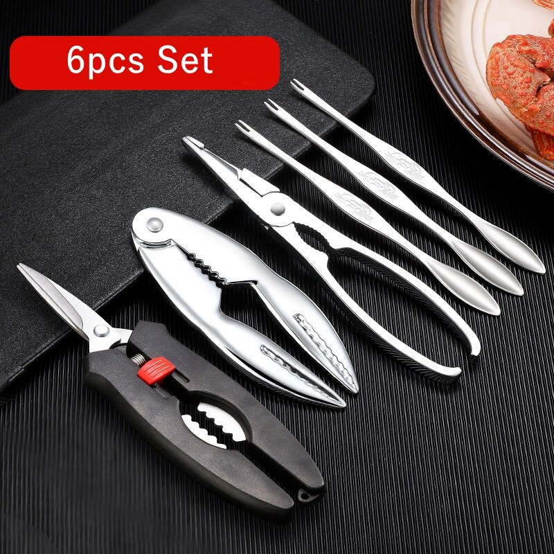 Stainless Steel Crab Tool Set Crab Peel Shrimp Tool Lobster Clamp Pliers Clip Pick Set Seafood Tools Knives Accessories: Type4