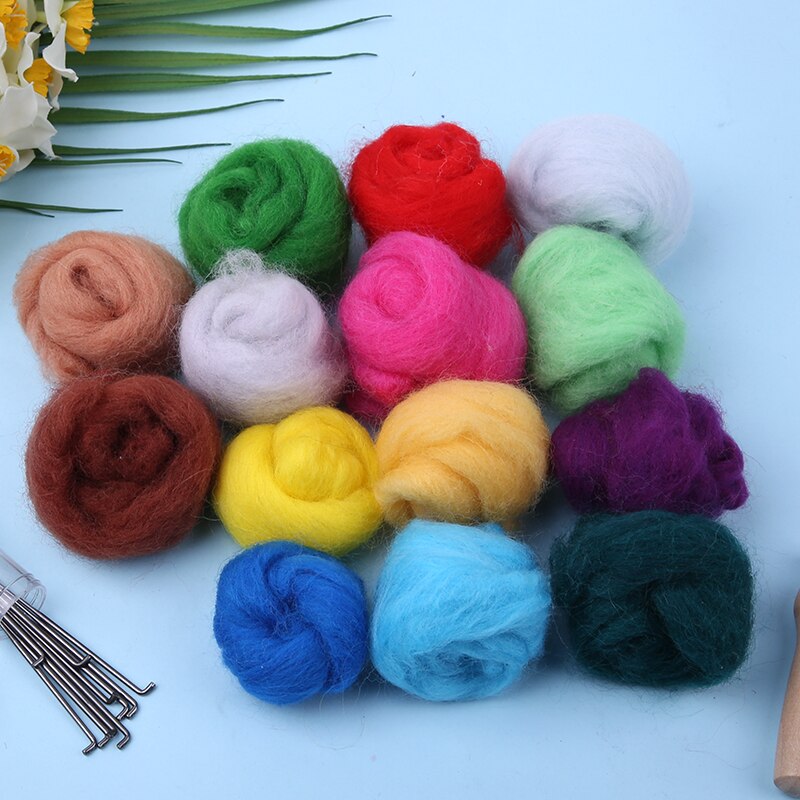KAOBUY 16 Colors DIY Wool Felt Kit Wool Fiber With Needle Felting DIY Handcraft Wool Felt Toys Making For Beginners