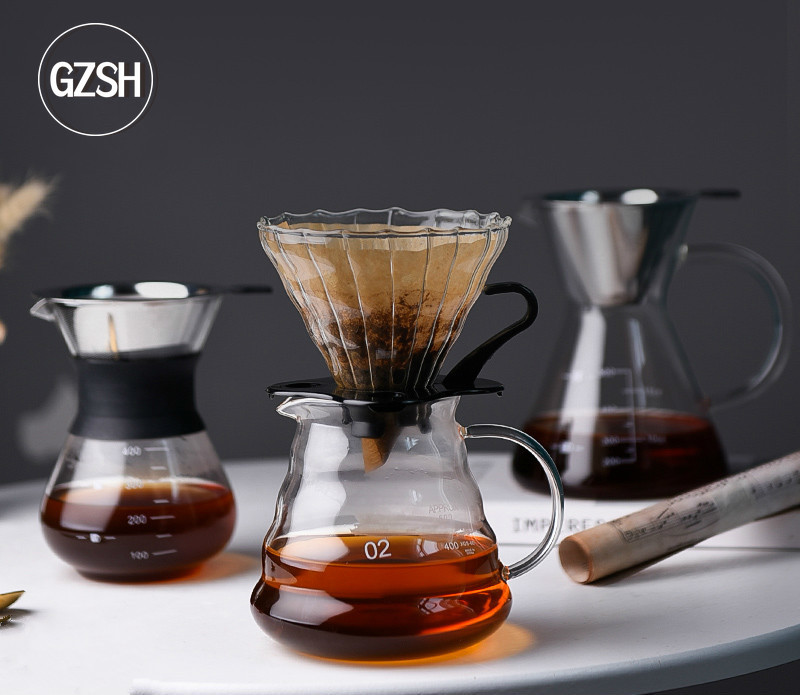 Juego de cafetera con filtro triangular V60, utensilio de punzonado manual para hacer té, caja de para el hogar, ideal para regalar a cafetería
