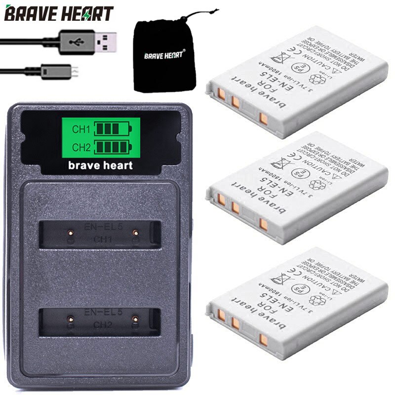EN-EL5 ENEL5 En El5 Li-ion Rechargeable Battery pack For Nikon Camera Coolpix P80 P90 P100 P500 P510 P520 camera accessories: charger and 3battery