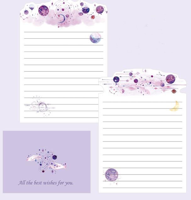 Enveloppes en papier 9 ou 3 + 6 lettres, chat, planète, fleurs, papeterie: D