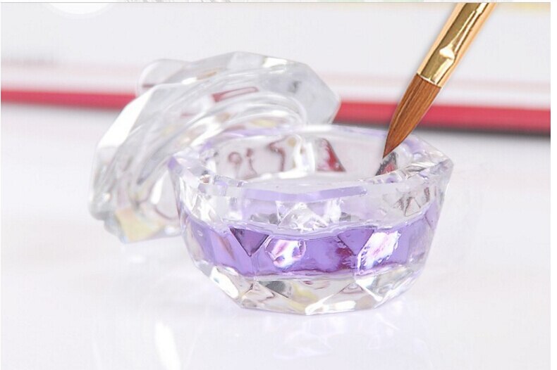 1Pc Acrylic Powder Liquid Crystal Cup Lid Glass Nail Art Dappen Dish Cup Acrylic Liquid Makeup Powder Nail Styling Tool