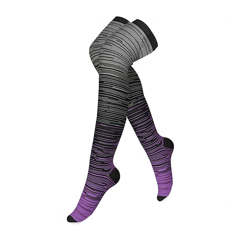 Brand Above The Knee Compression Stockings Men Women Thighs Socks Compress Elastic Sports Long Socks Running Gradient pressure: L / GRAY