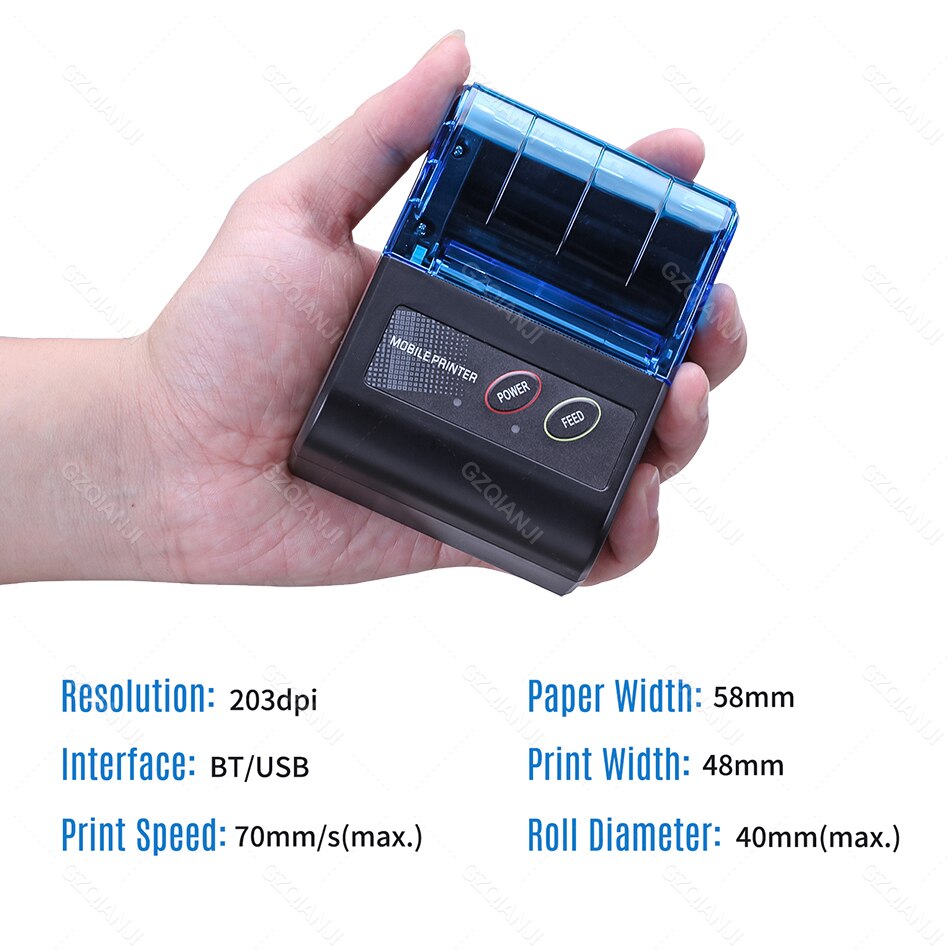 Mini Blau Bluetooth Thermische Rechnung Drahtlose Drucker USB POS Rechnung Drucker Tintenlosen Android iOS Handy, Mobiltelefon Drucker Impresoras Für SII
