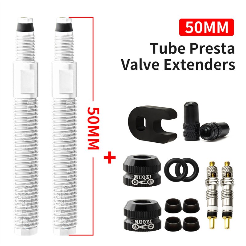 Rower zawór Presta Extender Clincher opon wymienny zawór dętka rozszerzenie Adapter zaworu z podstawowe narzędzie akcesoria rowerowe: Removable 50mm Set3
